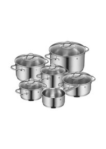 Topf-Set WMF "Provence Plus, Kochtopf Set mit Glasdeckel, sp&uuml;lmaschinengeeignet", silber (edelstahl), T&ouml;pfe, Topf-Set, hitzebest&auml;ndig bis 250C, TransTherm-Allherdboden, poliert, Induktion