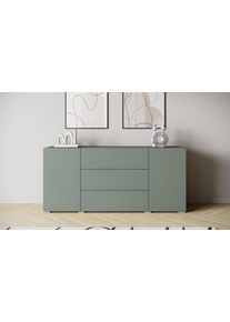 Sideboard Home Affaire "BERLIN", salbei, B:150cm H:68cm T:39cm, Sideboards, Sideboard, Moderne grifflose Kommode Breite 150 cm, 4 Schubk&auml;sten/ 2 T&uuml;ren