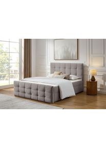 Boxbett OTTO HOME "Lilienne inkl. Bettkasten und Topper, Liegefl&auml;che 180x200cm", grau, B:162cm L:219cm, Komplettbetten, Boxbett, erh&auml;ltlich in der Gr&ouml;&szlig;e 180x200 cm