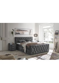 Boxspringbett ED EXCITING DESIGN "Cashfield", inkl. zwei Bettk&auml;sten & Topper", grau (anthrazit), B:200cm L:225cm, 100% Polyester, Komplettbetten, Boxspringbett, erh&auml;ltlich in den Gr&ouml;&szlig;en 160x200cm und 180x200cm, Topseller