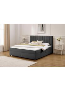 Boxbett OTTO HOME "Haileyy inkl. Bettkasten und Topper, Liegefl&auml;che 180x200cm", grau (anthrazit), B:182cm L:210cm, Komplettbetten, Boxbett, erh&auml;ltlich in der Gr&ouml;&szlig;e 180x200 cm, inkl. Aufbauvideo