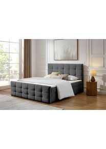 Boxbett OTTO HOME "Lilienne inkl. Bettkasten und Topper, Liegefl&auml;che 180x200cm", grau (anthrazit), B:182cm L:219cm, Komplettbetten, Boxbett, erh&auml;ltlich in der Gr&ouml;&szlig;e 180x200 cm