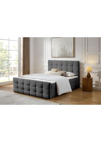 Boxbett OTTO HOME "Lilienne inkl. Bettkasten und Topper, Liegefl&auml;che 180x200cm", grau (anthrazit), B:162cm L:219cm, Komplettbetten, Boxbett, erh&auml;ltlich in der Gr&ouml;&szlig;e 180x200 cm