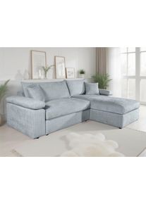 Ecksofa OTTO HOME "Cosy L-Form, B: 234 cm, Sitzaufbau im Sandwich-Federkern", grau, B:234cm T:162cm, 100%Polyester, Sofas, Ecksofa, 2 Zierkissen, Mega-Sofa, Cord oder Struktur weich, Kaltschaumauflage