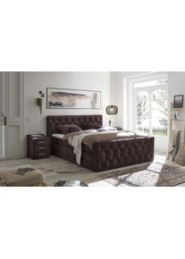 Boxspringbett ED EXCITING DESIGN "Cashfield", inkl. zwei Bettk&auml;sten & Topper", lila (aubergine), B:200cm L:225cm, 100% Polyester, Komplettbetten, Boxspringbett, erh&auml;ltlich in den Gr&ouml;&szlig;en 160x200cm und 180x200cm