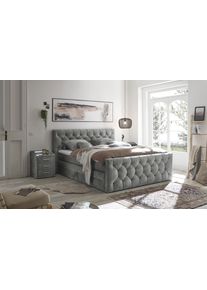 Boxspringbett ED EXCITING DESIGN "Cashfield", inkl. zwei Bettk&auml;sten & Topper", grau, B:200cm L:225cm, 100% Polyester, Komplettbetten, Boxspringbett, erh&auml;ltlich in den Gr&ouml;&szlig;en 160x200cm und 180x200cm