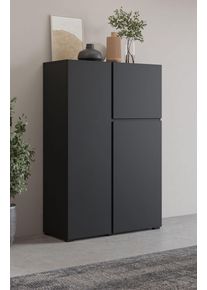 Highboard OTTO HOME "Metric,Breite 92cm, moderne grifflose Hochkommode 3 T&uuml;ren,Highboard", schwarz, B:92cm H:139cm T:40cm, Sideboards, Highboard, Hochschrank mit viel Stauraum, Einlegeb&ouml;den verstellbar, T&uuml;rkommode, Topseller
