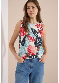 Shirttop Cecil, Damen, Gr. M (40), light alabaster wei&szlig;, Jersey, Obermaterial: 50% Baumwolle, 50% Modal, bedruckt, gebl&uuml;mt, h&uuml;ftbedeckend, Rundhals, Tops Shirttop, Sommertop mit Rundhals und Bl&auml;tterprint, Topseller