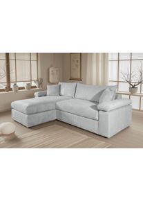 Ecksofa OTTO HOME "Cosy L-Form, B: 234 cm, Sitzaufbau im Sandwich-Federkern", grau (hellgrau), B:234cm T:162cm, 100%Polyester, Sofas, Ecksofa, 2 Zierkissen, Mega-Sofa, Cord oder Struktur weich, Kaltschaumauflage