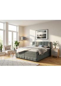 Boxbett OTTO HOME "Likely inkl. Bettkasten, in 140er & 180er Breite, in Boxspring-Optik", grau, B:194cm L:213cm, Komplettbetten, Boxbett, inkl. Topper & Aufbauvideo, erh&auml;ltlich in verschiedenen Farben