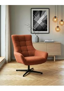 Ohrensessel OTTO HOME "LEMOORE - OTTO. Verl&auml;ssliche Qualit&auml;t.", orange (terracotta), B:80cm H:99cm T:89cm, Metallgestell, Holzrahmen, Komfortschaum, Bezug, Sessel, Ohrensessel, Relaxsessel, TV-Sessel, 360 Grad drehbar, Feinstruktur