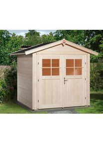 Gartenhaus Weka "224 Gr.1", beige (naturbelassen), Fu&szlig;boden im Gartenhaus, ohne Dacheindeckung, Massivholz, Gartenh&auml;user, Gartenhaus