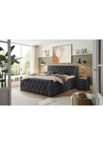 Boxspringbett ED EXCITING DESIGN "Cashfield", inkl. zwei Bettk&auml;sten & Topper", schwarz, B:180cm L:225cm, 100% Polyester, Komplettbetten, Boxspringbett, erh&auml;ltlich in den Gr&ouml;&szlig;en 160x200cm und 180x200cm