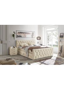 Boxspringbett ED EXCITING DESIGN "Cashfield", inkl. zwei Bettk&auml;sten & Topper", beige (creme), B:200cm L:225cm, 100% Polyester, Komplettbetten, Boxspringbett, erh&auml;ltlich in den Gr&ouml;&szlig;en 160x200cm und 180x200cm