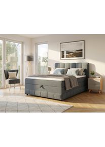 Boxbett OTTO HOME "Likely inkl. Bettkasten, in 140er & 180er Breite, in Boxspring-Optik", grau, B:154cm L:213cm, Komplettbetten, Boxbett, inkl. Topper & Aufbauvideo, erh&auml;ltlich in verschiedenen Farben