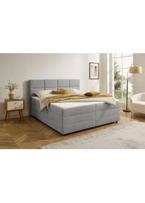Boxbett OTTO HOME "Fillmore inkl. Bettkasten, Liegefl&auml;che 140 und 180x200 cm", grau (hellgrau), B:194cm L:210cm, Komplettbetten, Boxbett, inkl. Topper, erh&auml;ltlich in verschiedenen Farben