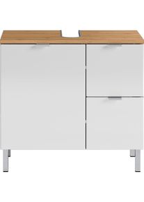 Waschbeckenunterschrank Germania "GW-Mauresa", wei&szlig; (granson, eiche, nachbildung, wei&szlig; hochglanz), B:60cm H:56cm T:34cm, Schr&auml;nke, Waschbeckenunterschrank, in 2 Breiten, mit Schublade (+ Klappe), Soft-Close, Made in Germany