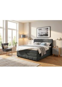 Boxbett OTTO HOME "Likely inkl. Bettkasten, in 140er & 180er Breite, in Boxspring-Optik", anthrazit, B:154cm L:213cm, Komplettbetten, Boxbett, inkl. Topper & Aufbauvideo, erh&auml;ltlich in verschiedenen Farben