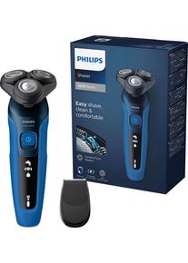 Elektrorasierer Philips "Shaver Series 5000 S5466/17", blau, ElektrorasiererB:13,5cm H:19cm T:7cm, Elektrorasierer, SmartClick-Pr&auml;zisionstrimmer, B:13,5cm H:19cm T:7cm