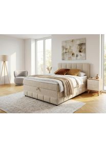 Boxbett OTTO HOME "Likely inkl. Bettkasten, in 140er & 180er Breite, in Boxspring-Optik", beige, B:154cm L:213cm, Komplettbetten, Boxbett, inkl. Topper & Aufbauvideo, erh&auml;ltlich in verschiedenen Farben