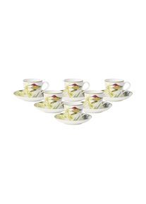 Villeroy & Boch Tasse VILLEROY & BOCH "Espressotassen mit Untertassen Amazonia Anmut 100 ml 6er Set bunt", bunt, Porzellan, Trinkgef&auml;&szlig;e, Tasse