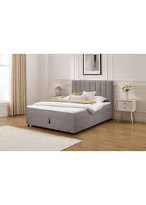 Boxbett OTTO HOME "Haileyy inkl. Bettkasten und Topper, Liegefl&auml;che 180x200cm", grau, B:142cm L:210cm, Komplettbetten, Boxbett, erh&auml;ltlich in der Gr&ouml;&szlig;e 180x200 cm, inkl. Aufbauvideo
