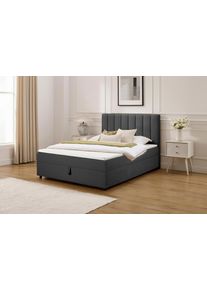Boxbett OTTO HOME "Haileyy inkl. Bettkasten und Topper, Liegefl&auml;che 180x200cm", grau (anthrazit), B:142cm L:210cm, Komplettbetten, Boxbett, erh&auml;ltlich in der Gr&ouml;&szlig;e 180x200 cm, inkl. Aufbauvideo