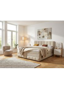 Boxbett OTTO HOME "Likely inkl. Bettkasten, in 140er & 180er Breite, in Boxspring-Optik", beige, B:194cm L:213cm, Komplettbetten, Boxbett, inkl. Topper & Aufbauvideo, erh&auml;ltlich in verschiedenen Farben