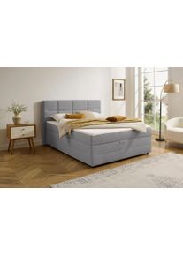 Boxbett OTTO HOME "Fillmore inkl. Bettkasten, Liegefl&auml;che 140 und 180x200 cm", hellgrau, B:154cm L:210cm, Komplettbetten, Boxbett, inkl. Topper, erh&auml;ltlich in verschiedenen Farben