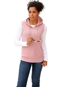 Dames Slip-over met capuchon oudroze/champagne gem&ecirc;leerd Maat 50