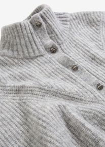 bonprix Oversize-Wollpullover mit Alpaka, grau, Gr.36/38 (S), weicher Troyer-Pullover aus edler Alpaka-Wollmischung, aus Wolle