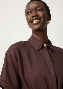 bonprix Longbluse aus reinem Leinen, braun, Gr.36, elegante, sommerliche Leinen Longbluse mit Bindeband, aus Leinen