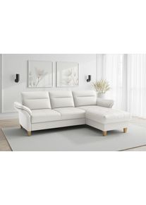 Sit & More Ecksofa SIT & MORE "Pamela L-Form, Leder, B: 218 und 230 cm", reinwei&szlig;, B:230cm H:90cm T:164cm, Sofas, Ecksofa, optional Armteilverstellung, Bettfunktion & Bettkasten