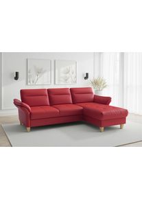 Sit & More Ecksofa SIT & MORE "Pamela L-Form, Leder, B: 218 und 230 cm", feuerrot, B:230cm H:90cm T:164cm, Sofas, Ecksofa, optional Armteilverstellung, Bettfunktion & Bettkasten
