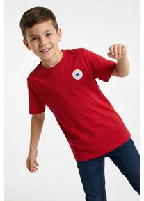 Kurzarmshirt Converse "f&uuml;r Kinder und Jugendliche", Jungen, Gr. 122, enamel rot, Stoff, Obermaterial: 100% Baumwolle, bedruckt, unifarben, normal, Rundhals, eingesetzt abgesteppt, Shirts Kurzarmshirt, f&uuml;r Kinder und Jugendliche, Kurzarmdesign, mit Rundhalsausschnitt