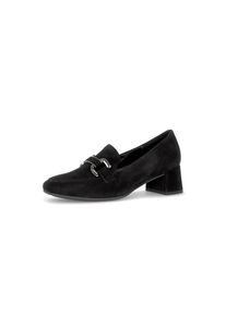 Pumps Gabor, Damen, Gr. 44, schwarz, Ziegenveloursleder, Schuhe Pumps, Blockabsatz, Abendschuh, Businessschuh mit edler Zierspange, Weite G