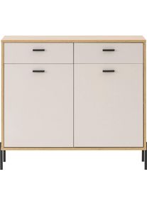 Sideboard Home Affaire "Fredericia, moderne Kommode, Schrank in Kaschmir, 115 cm breit", wei&szlig; (eiche cremona toro, kaschmir), Sideboards, B/H/T: 115cm x 95cm x 35cm, 2 Stk., 2 Stk., Holzwerkstoff, Sideboard, zeitlos, schwarze Metallgriffe und -f&uuml;&szlig;e, ausreichend Stauraum, B:115cm H:95cm T:35cm