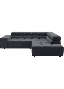 Ecksofa Home Affaire "Ancona, Ecksofa, incl. Kopfteilverstellung, Breite 249 cm, L-Form", grau (anthrazit), B:249cm H:70cm T:215cm, 100% Polyester, Sofas, Ecksofa, wahlweise elektrische Sitztiefenverstellung