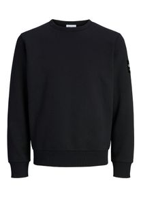 Jack & Jones Sweatshirt JACK & JONES "JJCLEVELAND SWEAT CREW NECK", Herren, Gr. XL, schwarz, angeraute Sweatware, Obermaterial: 65% Polyester, 35% Baumwolle, unifarben, regular fit normal, Rundhals, Rippb&uuml;ndchen, Sweatshirts Sweatshirt, Materialmix, regular fit
