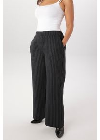 Schlupfhose ANISTON PLUS, Damen, Gr. 50, N-Gr, anthrazit, hellgrau, Web, Obermaterial: 75% Polyester, 20% Viskose, 5% Elasthan, Nadelstreifen, figurumspielend lang, Hosen Schlupfhose, im edlen Nadelstreifen-Dessin - NEUE KOLLEKTION