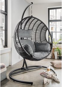 H&auml;ngesessel Destiny "COCO DE LUXE II", grau (grau, meliert), B:125cm H:196cm T:100cm, Obermaterial: 100% Polyester. F&uuml;llung: 50% Polyester, 50% Polyurethan, Sessel, H&auml;ngesessel, Stahl, Aluminium, Polyrattan, mit Gestell, inkl. Auflagen