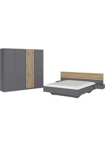 Schlafzimmer-Set Rauch "Komplettzimmer Komplett Set Schrank 226 cm Bett 160/180 cm LAMELLA", grau (graumetallic, eiche artisan), CLASSIC + ohne Matratze, B/H: 160cm x 200cm, CLASSIC, Holzwerkstoff, Schlafzimmerm&ouml;bel-Sets, Schlafzimmer-Set