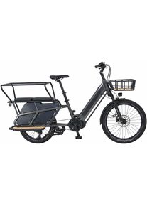 E-Bike Prophete "Longtail - Urbanicer 4.0 inkl. 2 Sitzpolster" Gr. 36, grau (grau, schwarz), Elektrofahrr&auml;der, 36cm, 24 Zoll (60,96cm), E-Bike, Heck-Gep&auml;cktr&auml;ger bis 80kg Zuladung, 10 Jahre Garantie auf den Rahmen