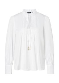 JOOP! R&uuml;schenbluse JOOP "Belmira2", Damen, Gr. 42, wei&szlig;, Web, Obermaterial: 78% Baumwolle, 19% Nylon, 3% Elasthan, unifarben, regular fit taillenbedeckt, Rundhals, eingesetzt 1-Knopf-Manschette, Blusen R&uuml;schenbluse, Regular fit mit Raffungen