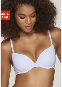 Schalen-BH NUANCE BY LASCANA, Damen, Gr. 80, Cup AA, wei&szlig;, Spitze, Obermaterial: 85% Polyamid, 15% Elasthan, BHs Schalen-BH, im R&uuml;cken aus Spitze, Cups aus Microtouch, Dessous