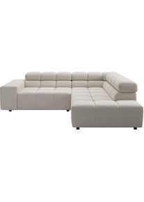 Ecksofa Home Affaire "Ancona, Ecksofa, incl. Kopfteilverstellung, Breite 249 cm, L-Form", beige (nature), B:249cm H:70cm T:215cm, 100% Polyester, Sofas, Ecksofa, wahlweise elektrische Sitztiefenverstellung