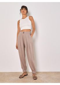 Jogger Pants Apricot "Hose", Damen, Gr. XS (34), N-Gr, braun, Obermaterial: 83% Viskose CV. 17% Leinen LI., unifarben, Hosen Jogger Pants, mit Kellerfalten