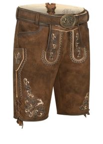 N&uuml;bler Trachtenlederhose N&Uuml;BLER "Lederhose kurz Manfred", Herren, Gr. 60, EURO, braun, Obermaterial: 100% Lammleder LEL., Hosen Trachtenlederhose