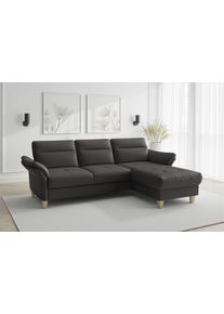 Sit & More Ecksofa SIT & MORE "Pamela L-Form, Leder, B: 218 und 230 cm", schwarz, B:230cm H:90cm T:164cm, Sofas, Ecksofa, optional Armteilverstellung, Bettfunktion & Bettkasten