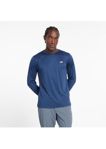 Laufshirt New Balance "Sport Essentials Long Sleeve", Herren, Gr. XXL, blau (nb navy (428)), Jersey, Obermaterial: 100% Polyester, Rundhals, Shirts Laufshirt, Langarm-Schnitt, mit Rundhalsausschnitt, unifarbenes Design
